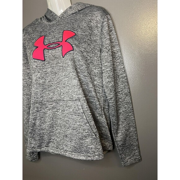 Under Armour Hoodie Womens Small Gray ColdGear Storm Logo Fleece Pullover - Picture 3 of 7